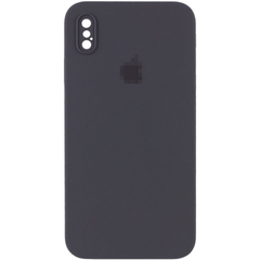 Чехол Silicone Case FULL CAMERA (square side) (для iPhone X/Xs) (Charcoal Gray)
