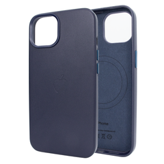 Чехол для iPhone 14 Pro Leather Case PU with Magsafe Midnight Blue