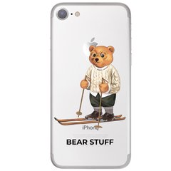 Чехол прозрачный Print Bear Stuff для iPhone SE2 Мишка на лыжах