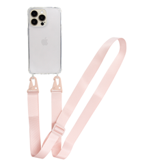 Прозрачный чехол для iPhone 15 Pro c ремешком Clear Crossbody Pink Sand