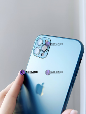 Чехол стеклянный для iPhone 14 AG Glass with Magsafe с защитой камеры Blue