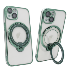 Чехол для iPhone 15 Plus Clear Shining Holder with MagSafe Green
