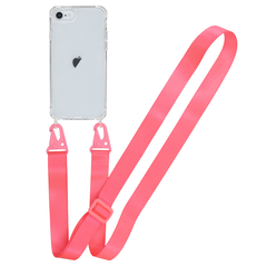 Прозорий чохол для iPhone SE2 | SE 3 з ремінцем Crossbody Hot Pink