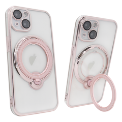 Чехол для iPhone 15 Plus Clear Shining Holder with MagSafe Rose Gold