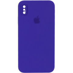 Чехол Silicone Case FULL CAMERA (square side) (для iPhone Xs Max) (Ultraviolet)