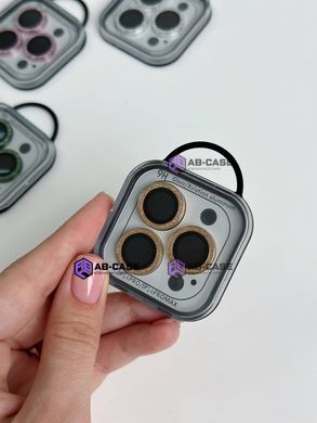 Защитные линзы для камеры iPhone 14 Pro Max Metal Diamonds Lens блестящие Gold