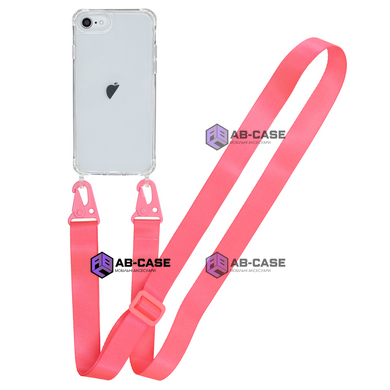 Прозрачный чехол для iPhone SE2 | SE 3 c ремешком Crossbody Hot Pink