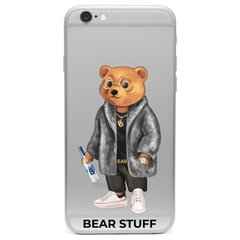 Чехол прозрачный Print Bear Stuff для iPhone 6/6s Мишка в шубе