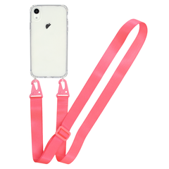 Прозрачный чехол для iPhone Xr c ремешком Crossbody Hot Pink