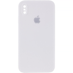 Чехол Silicone Case FULL CAMERA (square side) (для iPhone Xs Max) (White)