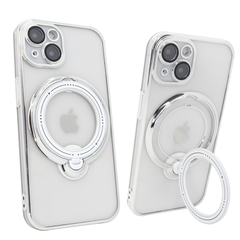Чехол для iPhone 15 Plus Clear Shining Holder with MagSafe Silver