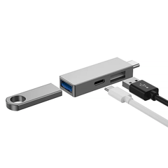 Перехідник Wiwu 3 in 1 (USB-C to USB3.0 | USB2.0 | USB-C 60w) для MacBook Hub T02 Pro Gray
