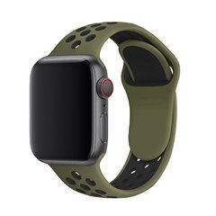 Ремешок силиконовый Nike Sport Band для Apple Watch 42|44|45|49mm Olive-Black
