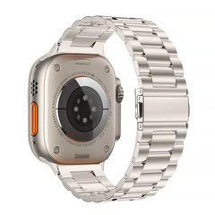Стальной ремешок для Apple Watch (42mm, 44mm, 45mm, 49mm) Stainless Steel Braslet 3 Beads Starlight