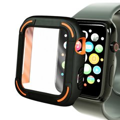 Захисний чохол з склом Case for Apple Watch TPC+PC+GLASS ZIFRIEND (44mm, black+orange)