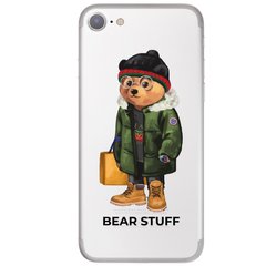 Чехол прозрачный Print Bear Stuff для iPhone SE2 Мишка в куртке