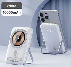 Беспроводной магнитный павербанк 10000 mAh 20w Magnetic с подставкой для iPhone Power Bank White