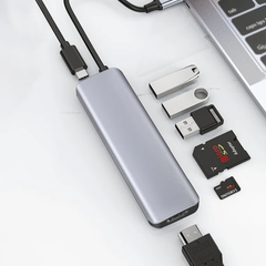 Перехідник Wiwu 7 in 1 (USB-C to HDMI | 3xUSB | SD | USB-C 100w) A731 HС Hub Gray