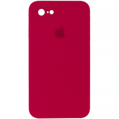 Чехол Silicone Case FULL CAMERA (square side) (для iPhone 7/8/SE2, Rose Red)
