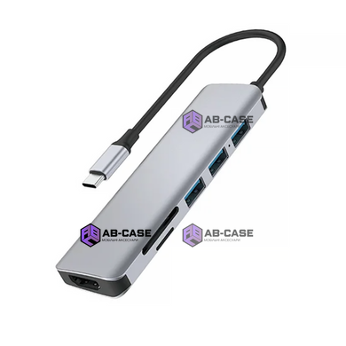 Переходник Wiwu 7 in 1 (USB-C to HDMI | 3xUSB | SD | USB-C 100w) A731 HС Hub досктанция Gray