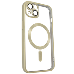 Чехол для iPhone 14 Plus матовый Shining with MagSafe с защитными линзами на камеру Gold