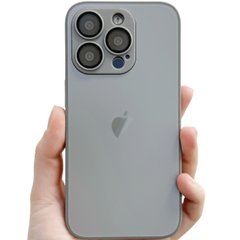 Чехол для iPhone 15 AG Glass With Magsafe с защитными линзами на камеру, Titanium Gray)