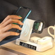 Беспроводная зарядка 3 в 1 30w (iPhone + Apple Watch + AirPods) с ночником и будильником Black 2