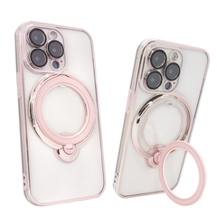 Чехол для iPhone 15 Pro Clear Shining Holder with MagSafe Rose Gold