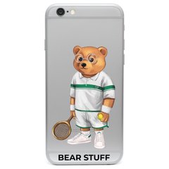 Чехол прозрачный Print Bear Stuff для iPhone 6/6s Мишка теннисист
