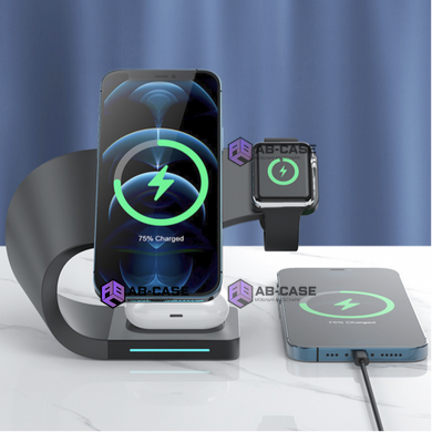 Беспроводная зарядка 4 в 1 Magsafe 30w (iPhone+Phone+Apple Watch+AirPods) (Black)