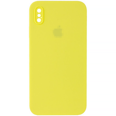 Чехол Silicone Case FULL CAMERA (square side) (для iPhone X/Xs) (Yellow)