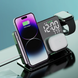 Беспроводная зарядка 4 в 1 15W (iPhone + Apple Watch + AirPods) Mirror LED с будильником Gray 1