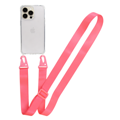 Прозрачный чехол для iPhone 15 Pro Max c ремешком Clear Crossbody Hot Pink