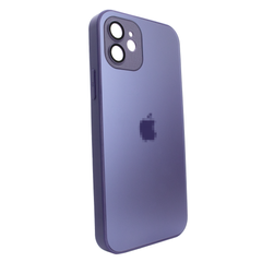 Чехол стеклянный матовый для iPhone 12 AG Glass Case с защитой камеры Deep Purple