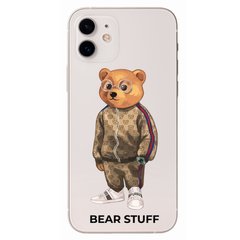 Чехол прозрачный Print Bear Stuff для iPhone 12 mini Мишка в спортивном костюме (brown)