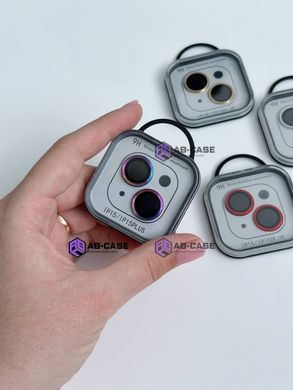 Защитные линзы на камеру iPhone 15 Plus Metal Glass Lenses Rainbow