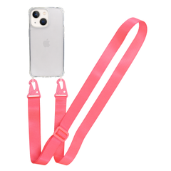 Прозрачный чехол для iPhone 13 c ремешком Crossbody Hot Pink