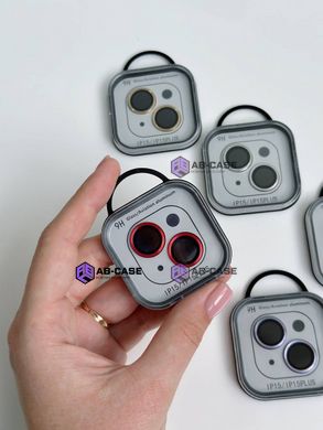 Защитные линзы на камеру iPhone 15 Plus Metal Glass Lenses Red