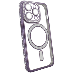 Чехол для iPhone 15 Pro Max Diamond Shining Case with MagSafe с защитными линзамы на камеру, Deep Purple