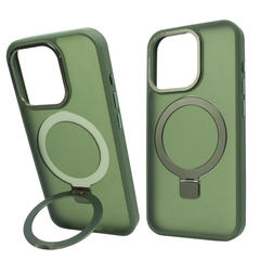 Чехол для iPhone 15 Pro Max NEW Matte Guard with MagSafe с подставкой Dark Green