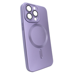 Чехол матовый Silicone with MagSafe для iPhone 14 Pro Max c защитными линзами на камеру Deep Purple
