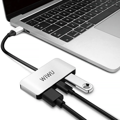 Перехідник Wiwu 3 in 1 (USB-C to HDMI | USB3.0 | USB-C 3.1) Hub C2H Gray