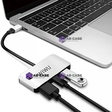 Переходник Wiwu 3 in 1 (USB-C to HDMI | USB3.0 | USB-C 3.1) Hub докстанция C2H Gray