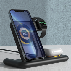 Беспроводная зарядка 3 в 1 Fast Charge Copper (iPhone + Apple Watch + AirPods) Black