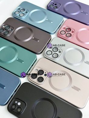 Чехол матовый Silicone with MagSafe для iPhone 11 c защитными линзами на камеру Deep Purple
