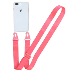 Прозрачный чехол для iPhone 7 Plus | 8 Plus c ремешком Crossbody Hot Pink