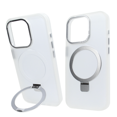 Чехол для iPhone 15 Pro Max NEW Matte Guard with MagSafe с подставкой White