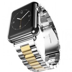 Стальной ремешок Stainless Steel Braslet 3 Beads для Apple Watch (42mm, 44mm, 45mm, 49mm Silver-Gold)