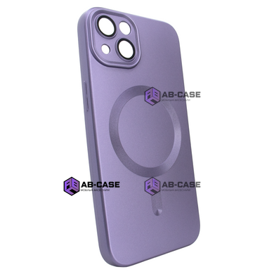 Чехол матовый Silicone with MagSafe для iPhone 13 c защитными линзами на камеру Deep Purple