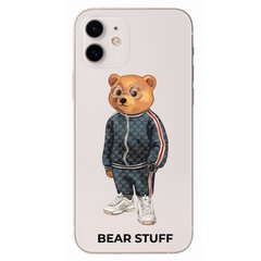 Чехол прозрачный Print Bear Stuff для iPhone 12 mini Мишка в спортивном костюме (blue)